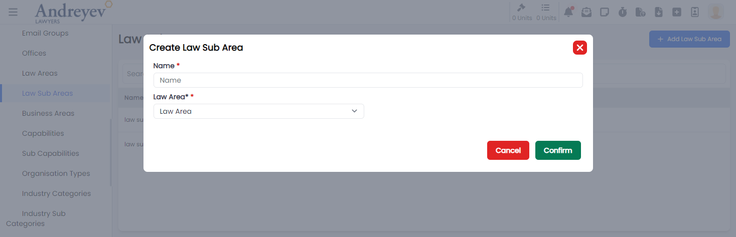 CreateLawSubArea