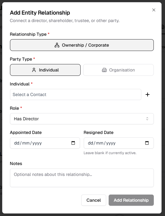 Add Org Relationships