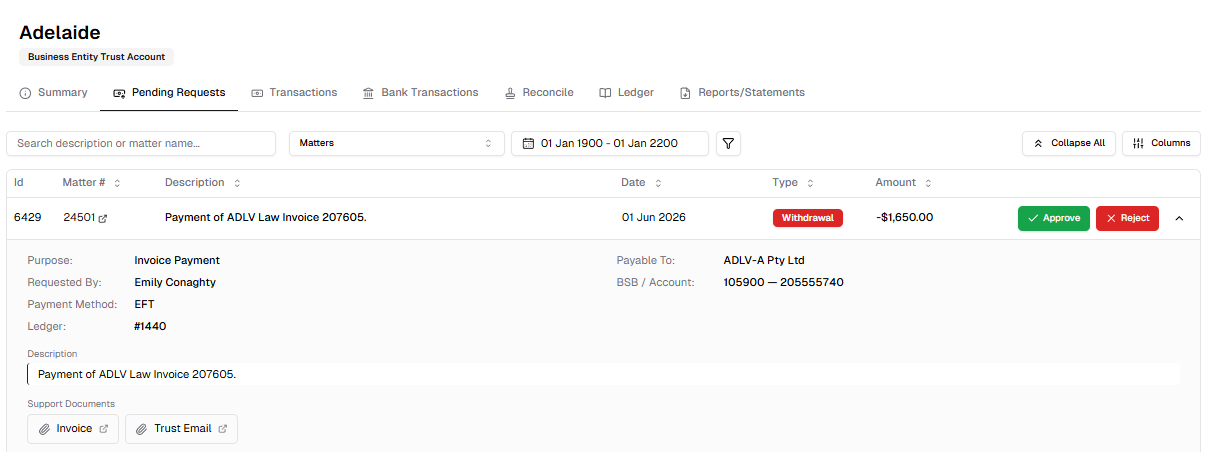 Pending Trust Requests