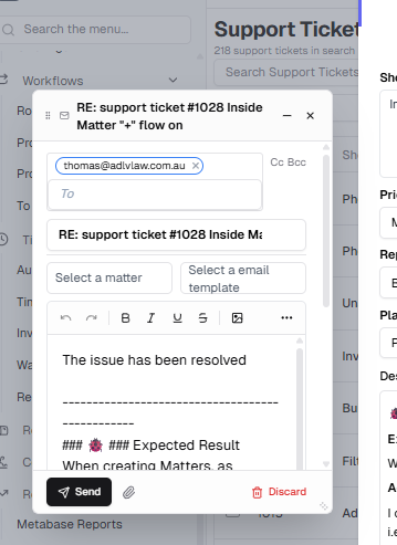 Floating email draft pop-out window