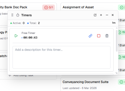 Timers running in an in-window floating pop-up
