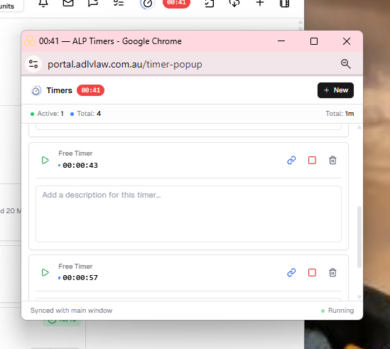 Timers running in a separate Chrome browser window